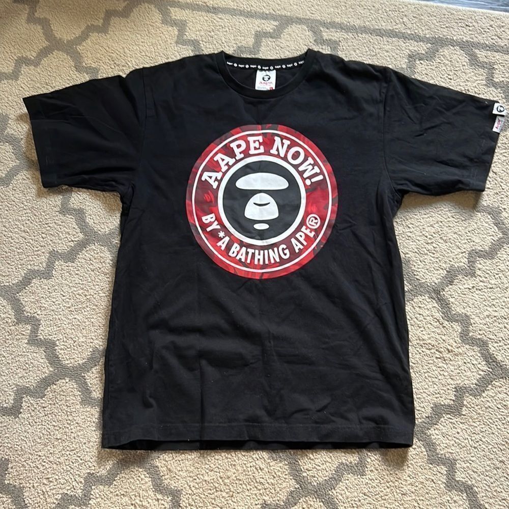 AAPE BY A BATHING APE
logo-print T-shirt size‎ L in EUC like new black